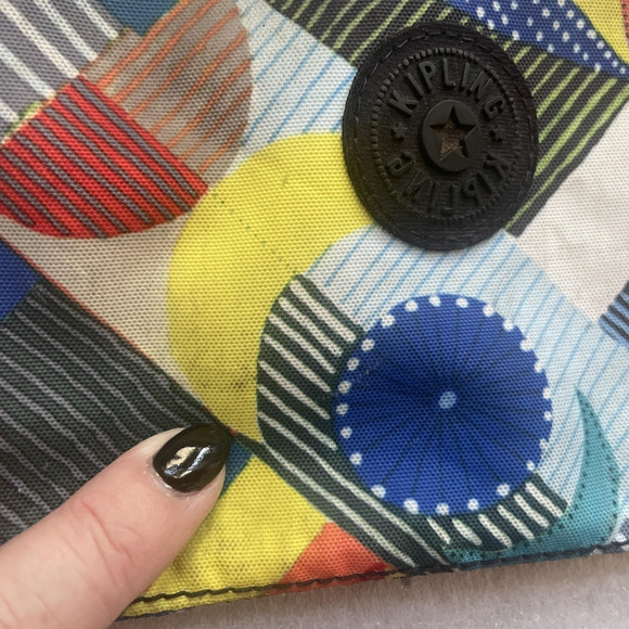 Kipling Crossbody Bag Multi Geometric Nylon Zip Pockets Monkey Keychain HB6141 - Picture 5 of 15